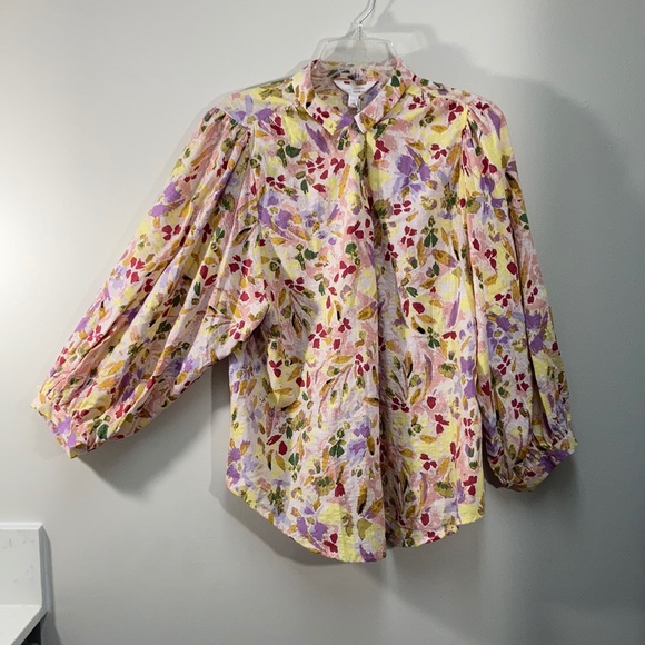LC Lauren Conrad button down floral print top XXL - Picture 3 of 17